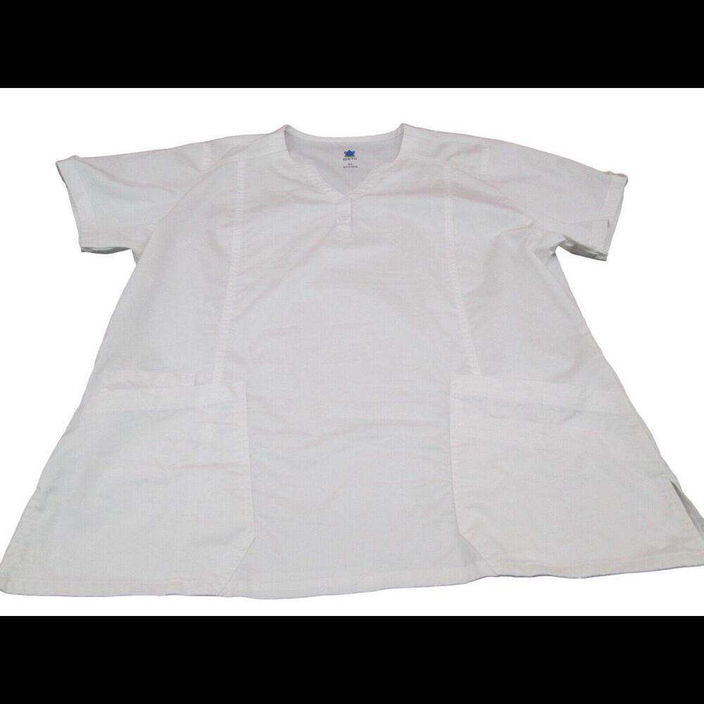 NWT Maevn Womens White Uniform Scrub Top Nurse Work Wear Size XL​